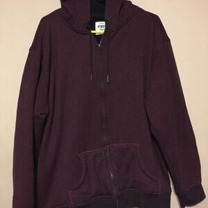 HYBRID THREADS HEAVY FUZZY HOODED FULL ZIP MENS FLEECE JACKET RED SIZE XXL